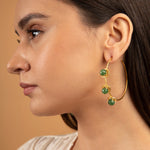 Ayka Earrings 18 g With Natural Cut Zed Stones 22K Gold-Plating, Matte - ZEWAR Jewelry