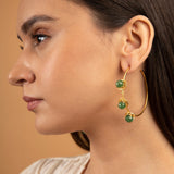 Ayka Earrings 18 g With Natural Cut Zed Stones 22K Gold-Plating, Matte - ZEWAR Jewelry
