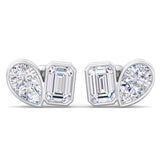 Emerald and Pear Shaped Diamond Studs