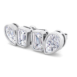 Emerald and Pear Shaped Diamond Studs