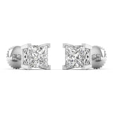 2 Carat Princess Cut Solitaire Studs