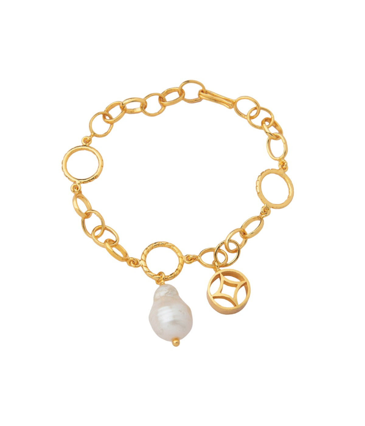 Aziza Bracelet Mother Of Pearl Link Chain- ZEWAR Jewelry