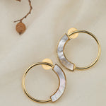 Esther Earrings 6 gms With a Mother of Pearl 18k Gold Plated On Brass - ZEWAR Jewelry