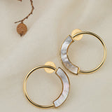 Esther Earrings 6 gms With a Mother of Pearl 18k Gold Plated On Brass - ZEWAR Jewelry