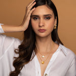 Dalia Layered 22K Gold-plating Matte Necklace With Freshwater Pearls and A Flower Motif - ZEWAR Jewelry