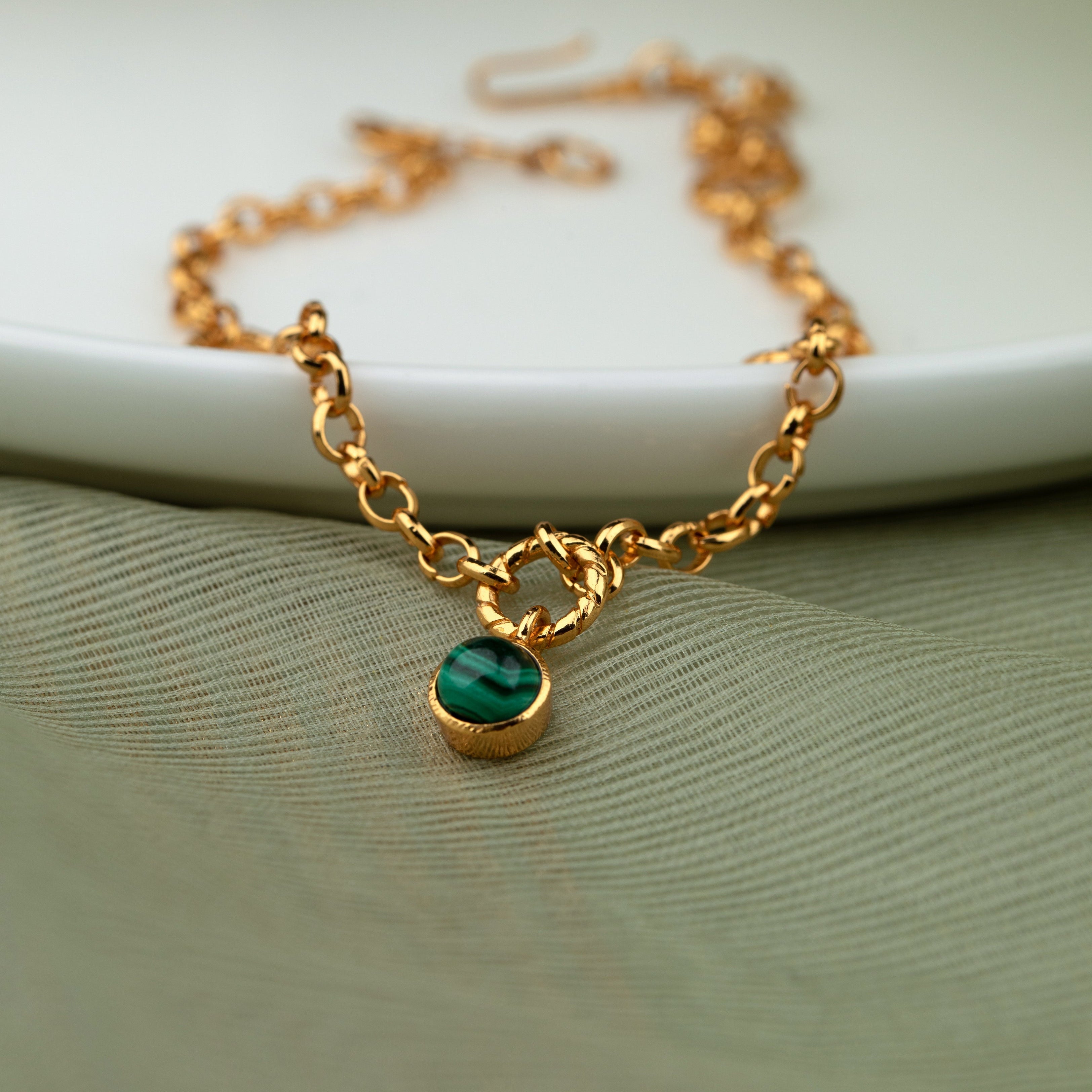 Esme 18k Gold Plating On Brass Anklet With Tiny Semi-precious Stones - ZEWAR Jewelry