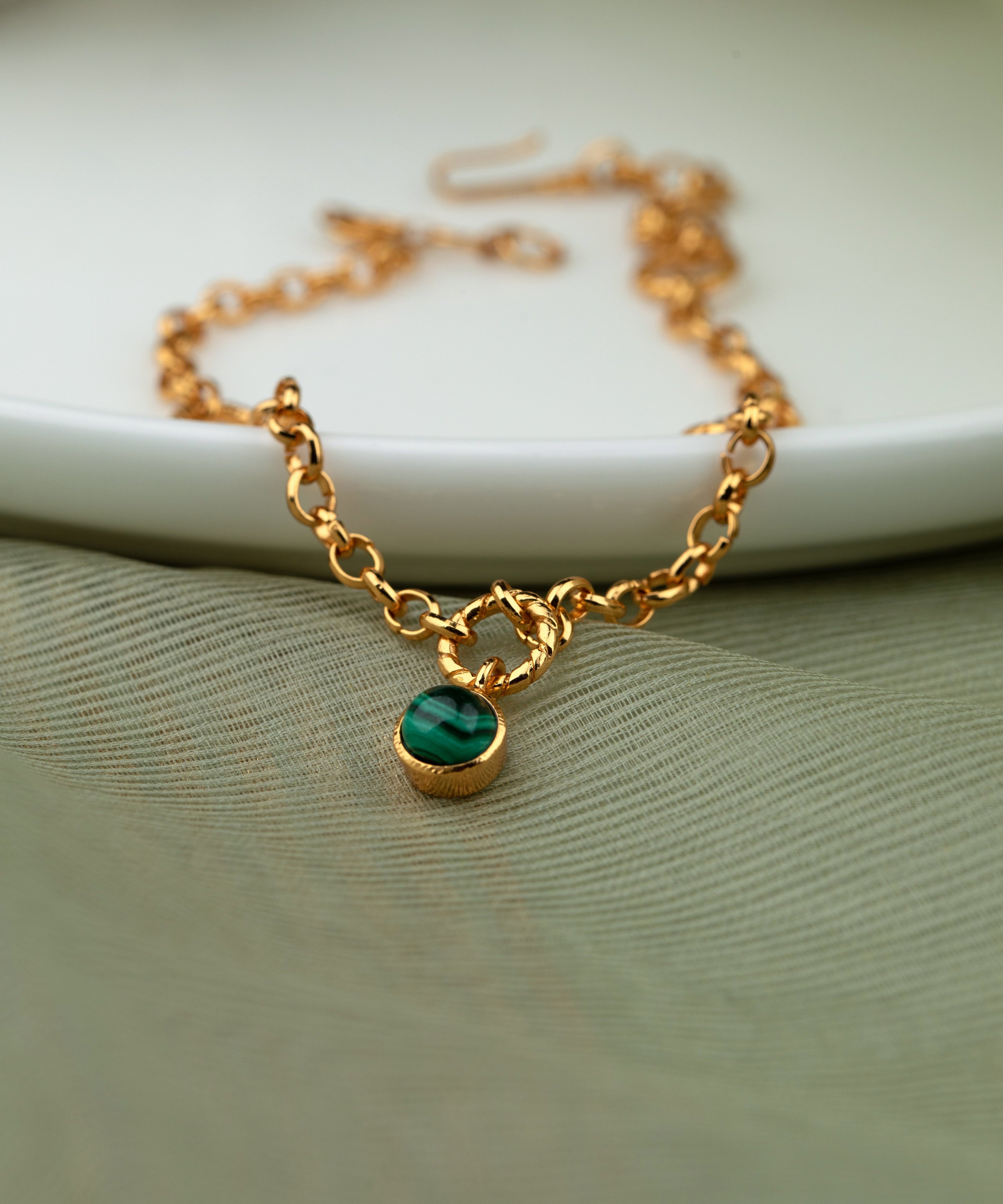 Esme 18k Gold Plating On Brass Anklet With Tiny Semi-precious Stones - ZEWAR Jewelry