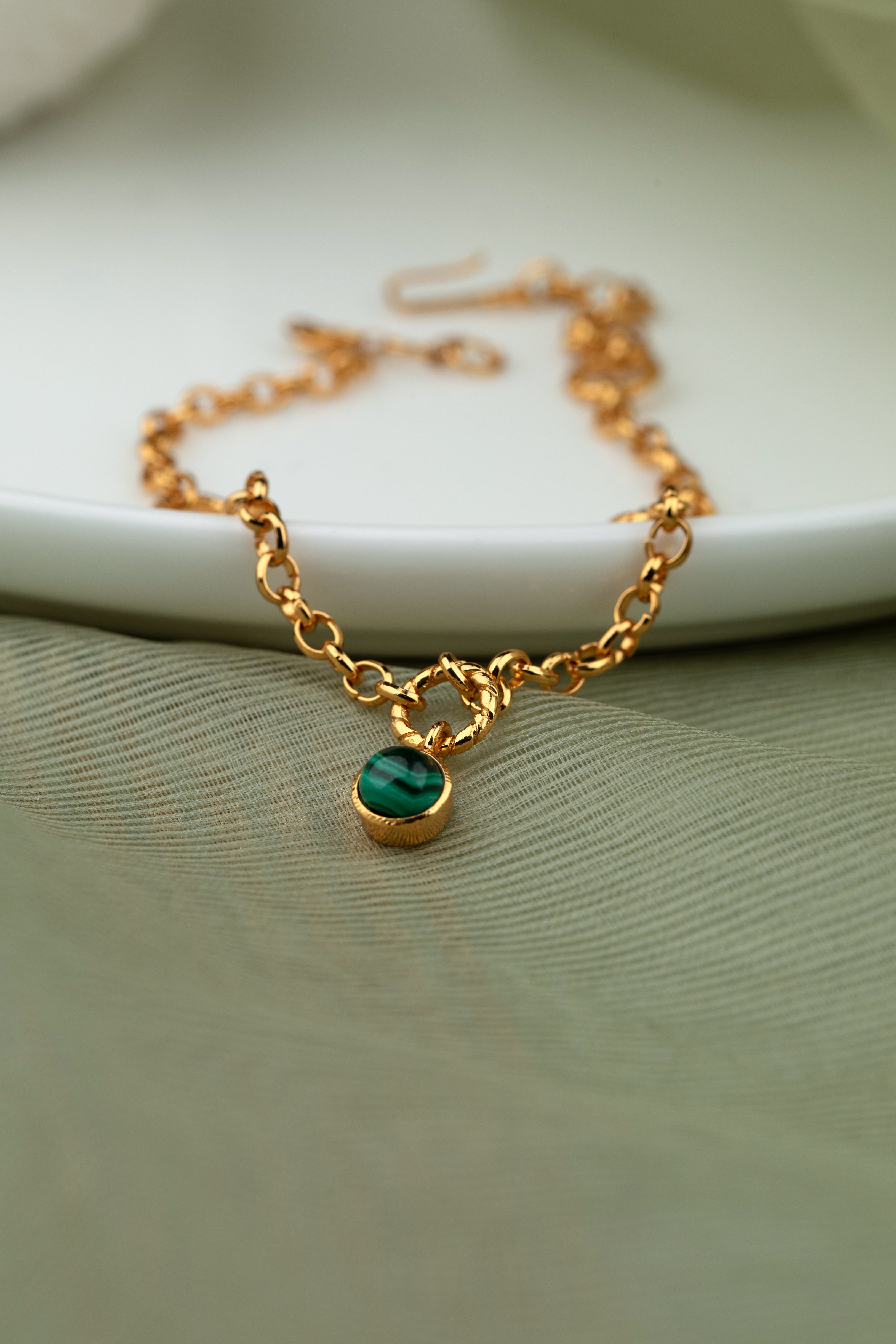 Esme 18k Gold Plating On Brass Anklet With Tiny Semi-precious Stones - ZEWAR Jewelry