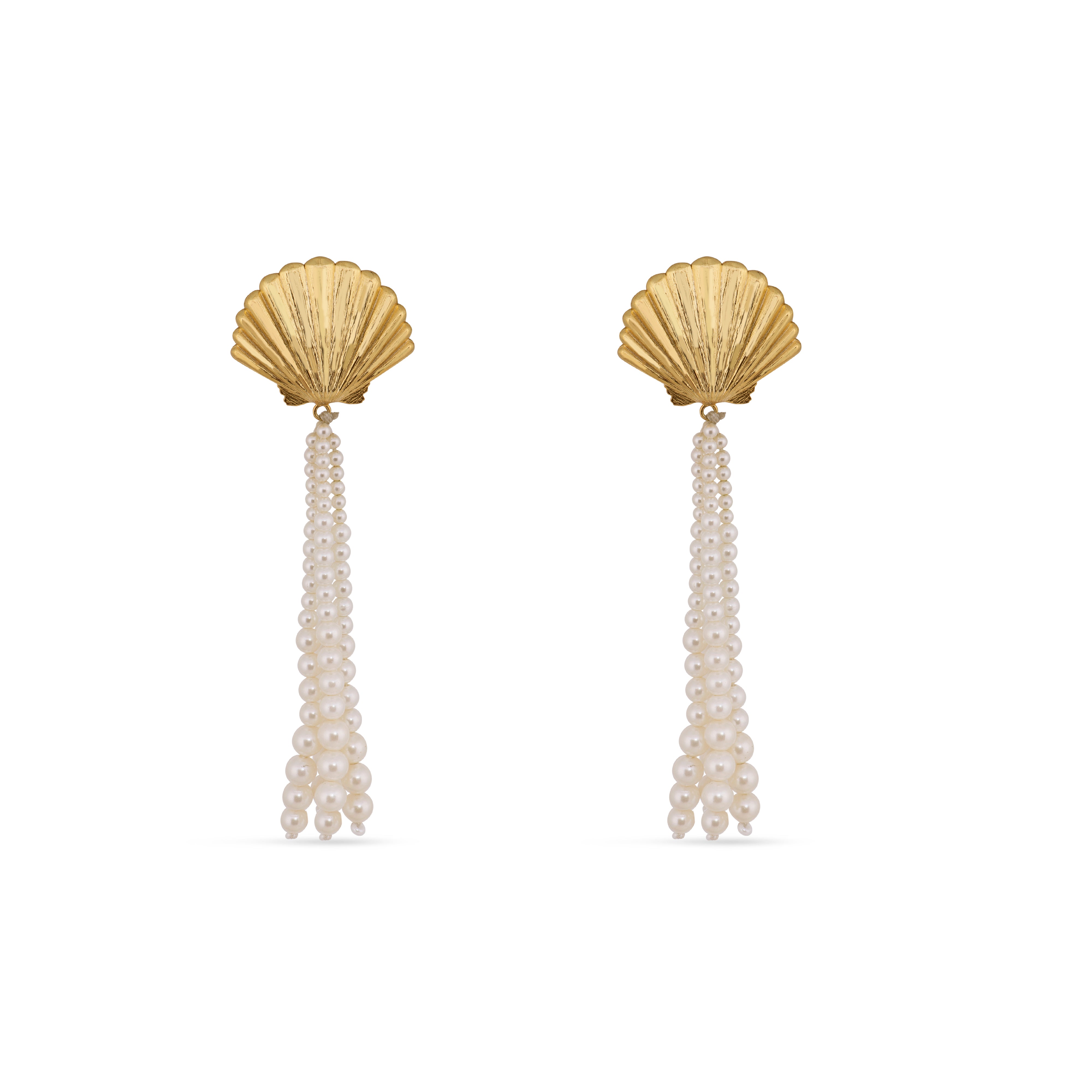 Shell Danglers with Pearl Strings