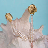 Shell Danglers with Pearl Strings