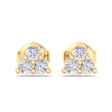 3-Stone Diamond Gold Studs