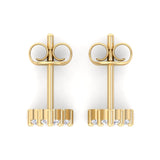 3-Stone Diamond Gold Studs