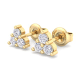 3-Stone Diamond Gold Studs