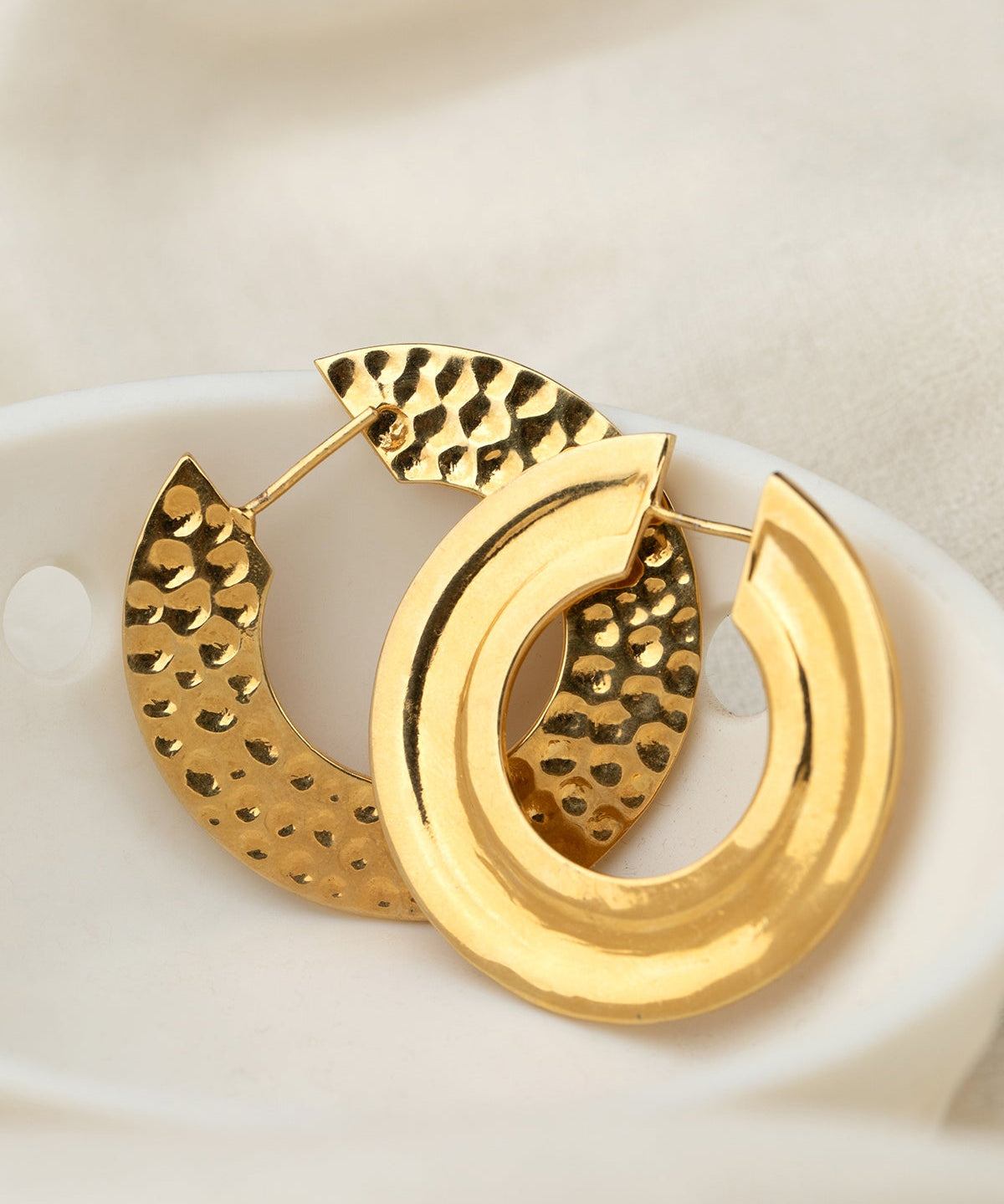 Hulla 22k Gold Plated Over Brass Hoops Lending A Unique Perspective - ZEWAR Jewelry