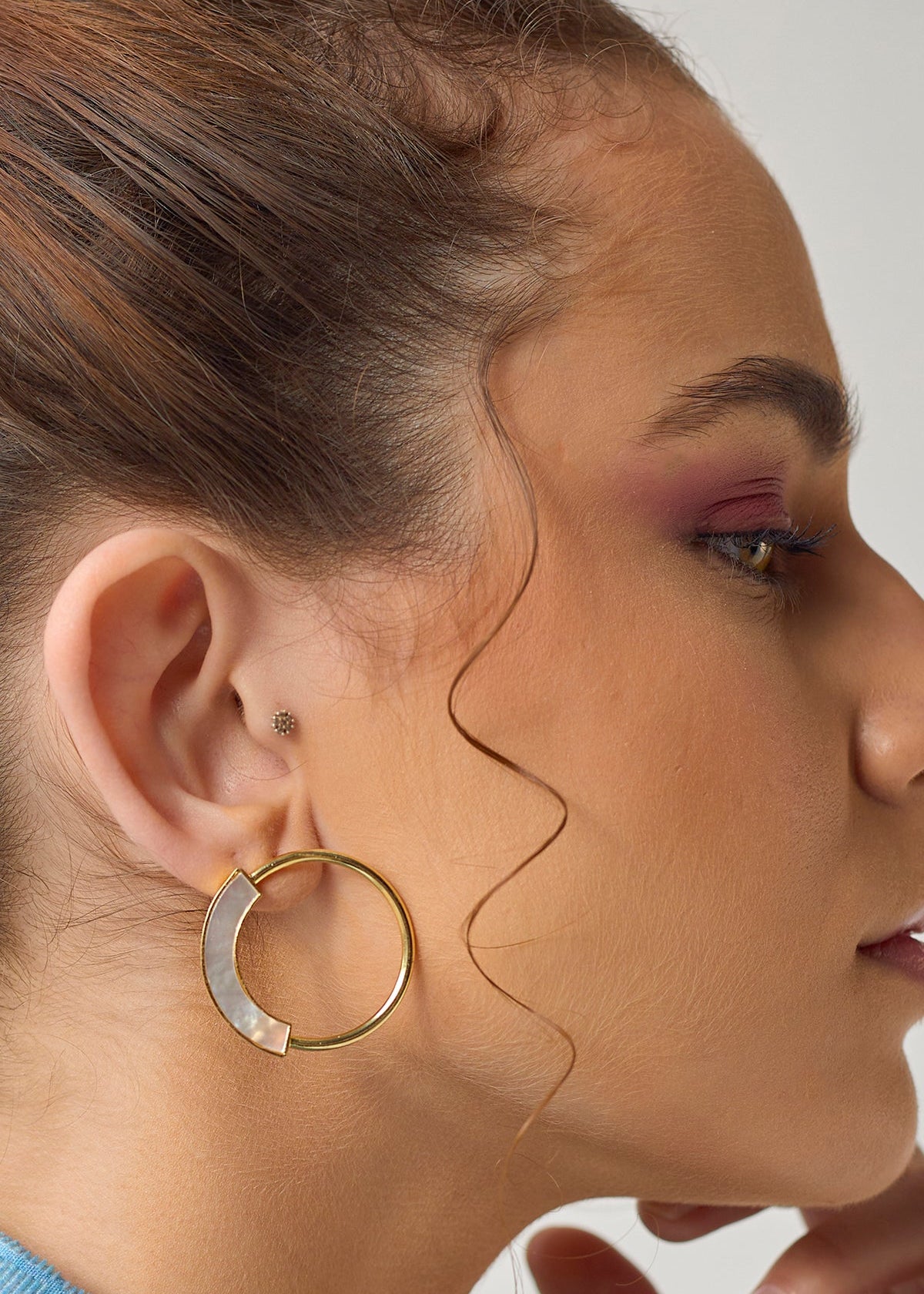 Esther Earrings 6 gms With a Mother of Pearl 18k Gold Plated On Brass - ZEWAR Jewelry