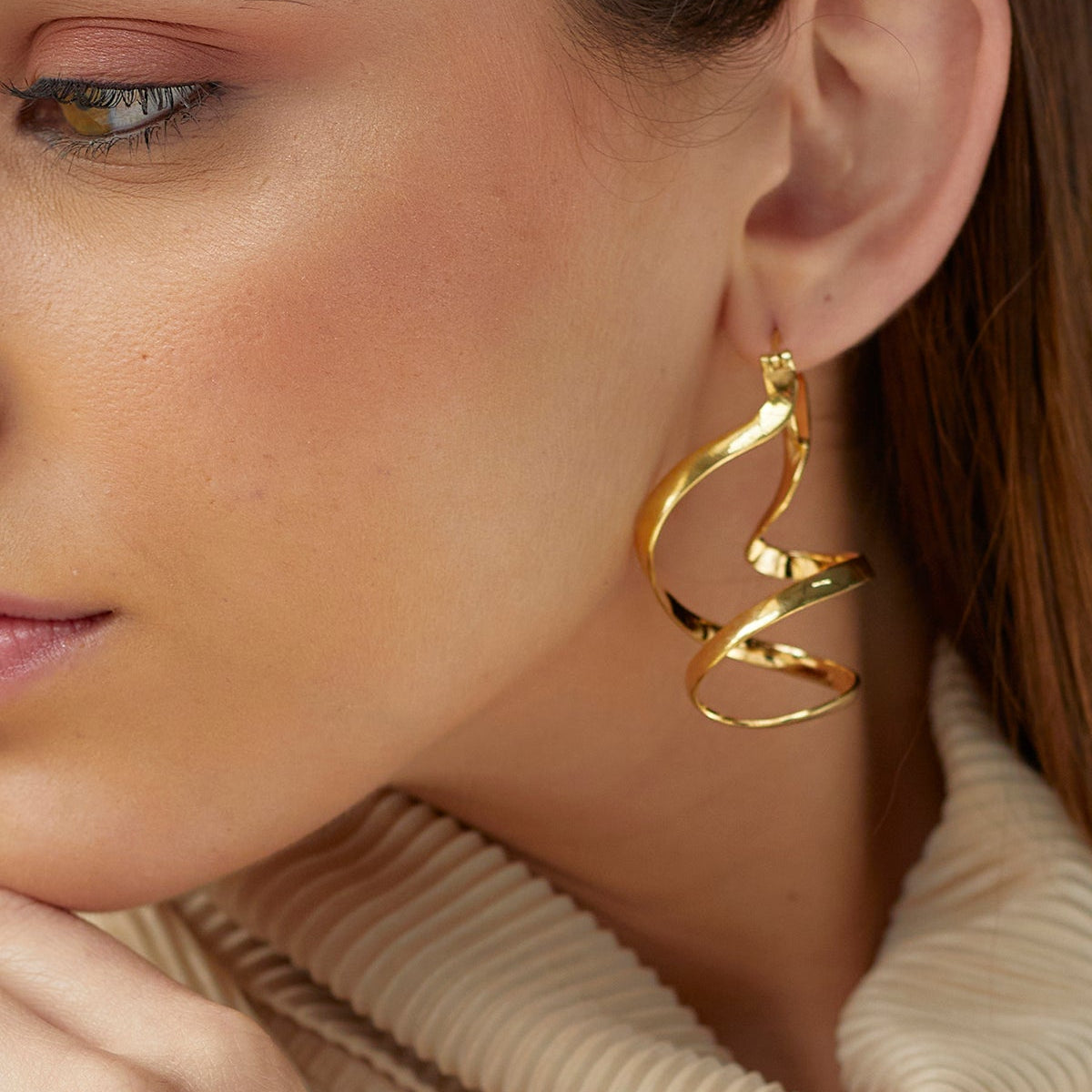 Iraj Earrings 12gm Push-Back 22k Gold Plated Over Brass - ZEWAR Jewelry