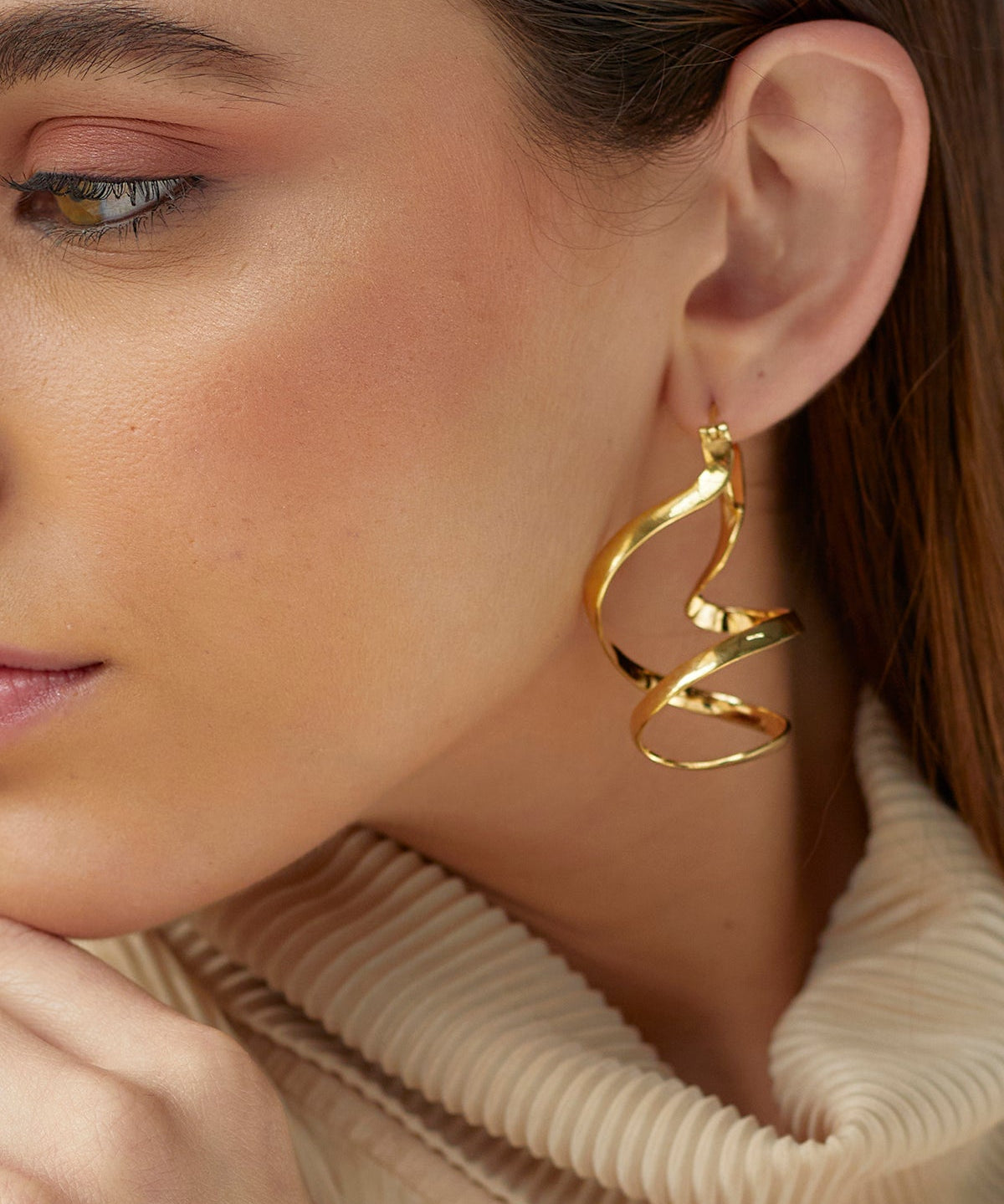 Iraj Earrings 12gm Push-Back 22k Gold Plated Over Brass - ZEWAR Jewelry