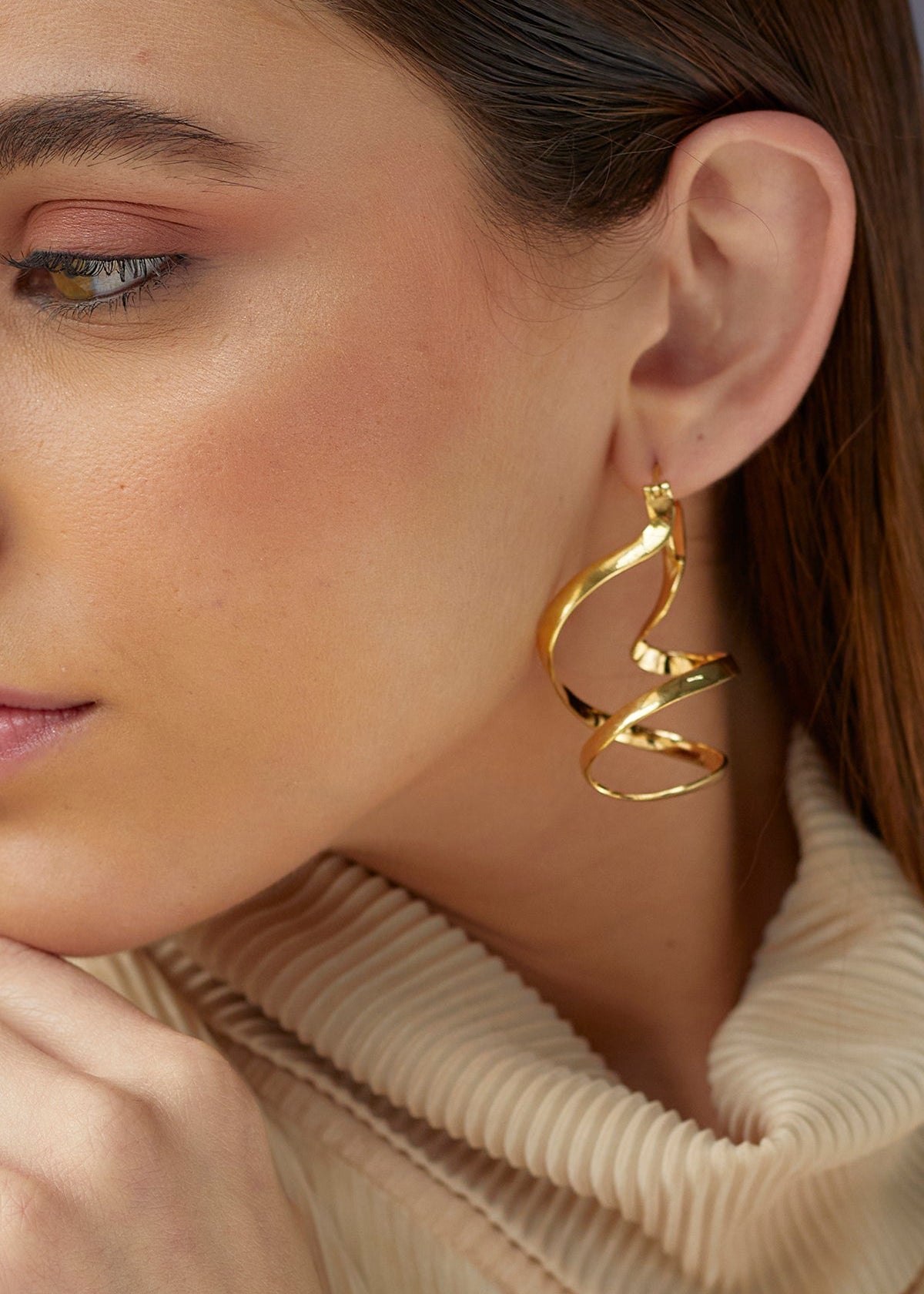 Iraj Earrings 12gm Push-Back 22k Gold Plated Over Brass - ZEWAR Jewelry