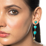 Turquoise Four-Heart Danglers
