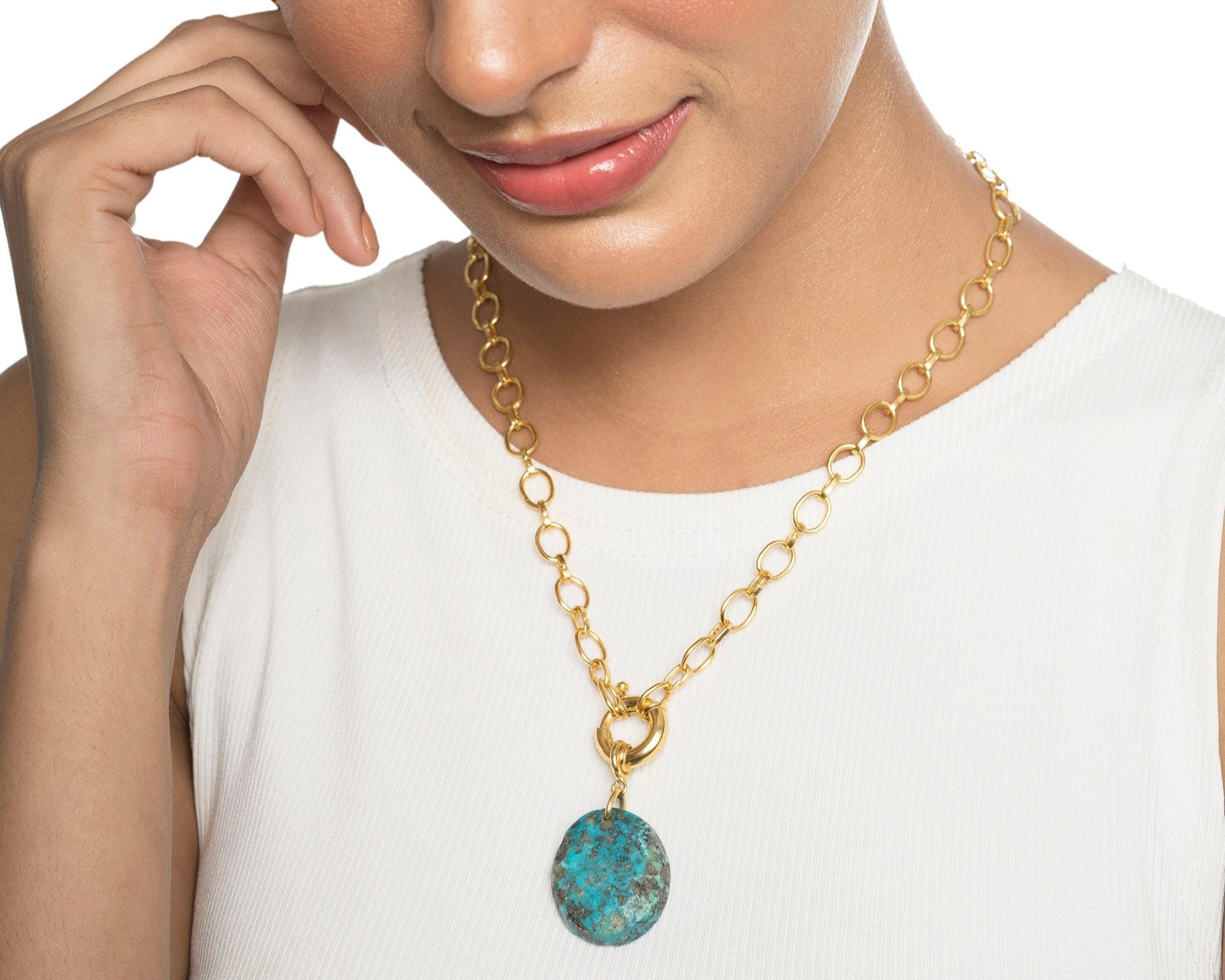 Oval Stone Pendants - Malachite, Carnelian & Turquoise
