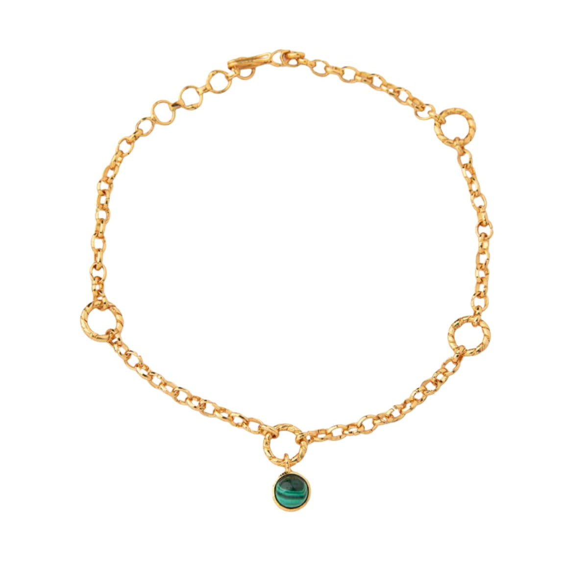 Esme 18k Gold Plating On Brass Anklet With Tiny Semi-precious Stones - ZEWAR Jewelry