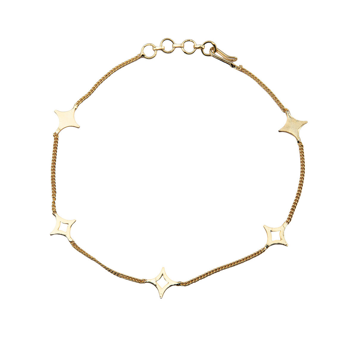 Alya Anklet 9.5 in Subtle Diamond Design 18k Gold Plated On Brass - ZEWAR Jewelry