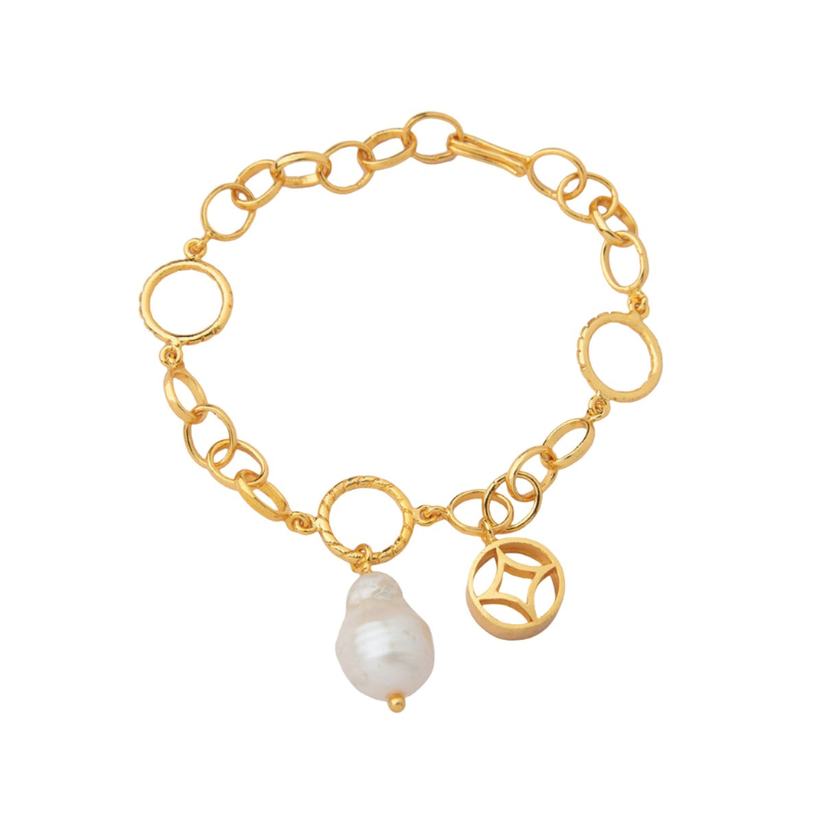 Aziza Bracelet Mother Of Pearl Link Chain- ZEWAR Jewelry