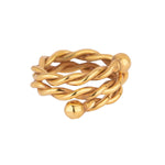 Sezen Ring With Rope Twirl Design 18k Gold Plated On Brass - ZEWAR Jewelry