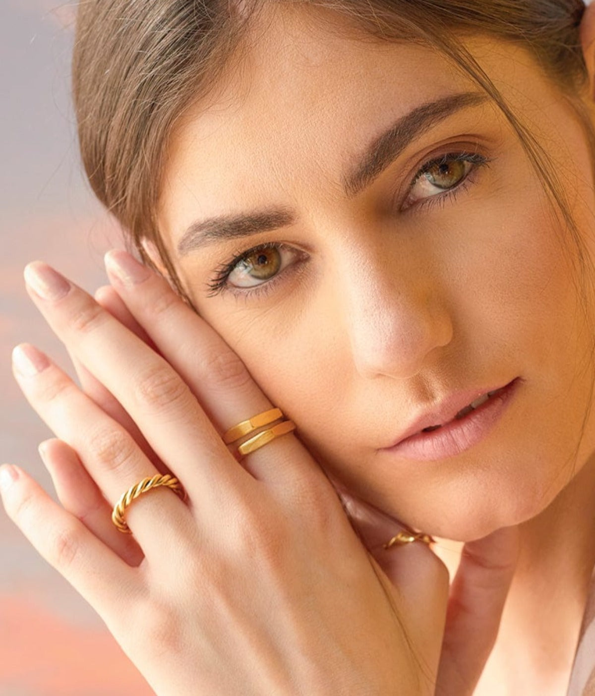 Elvan Hexagon 18k Gold Plated on Brass Ring - ZEWAR Jewelry