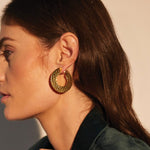 Hulla 22k Gold Plated Over Brass Hoops Lending A Unique Perspective - ZEWAR Jewelry