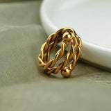 Sezen Ring With Rope Twirl Design 18k Gold Plated On Brass - ZEWAR Jewelry