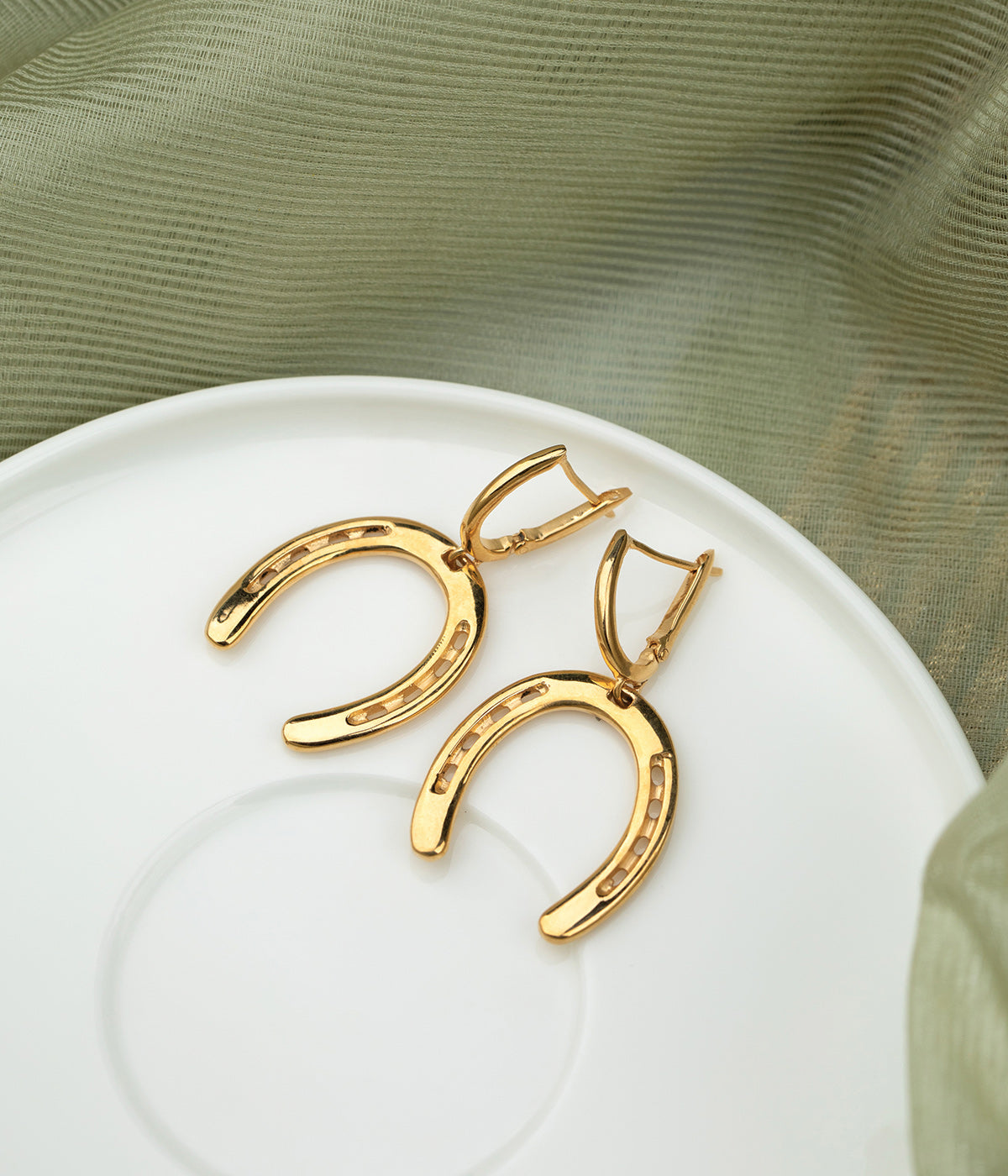 Kush 22k Gold Plated Over Brass Horseshoe Detailing Earrings - ZEWAR Jewelry