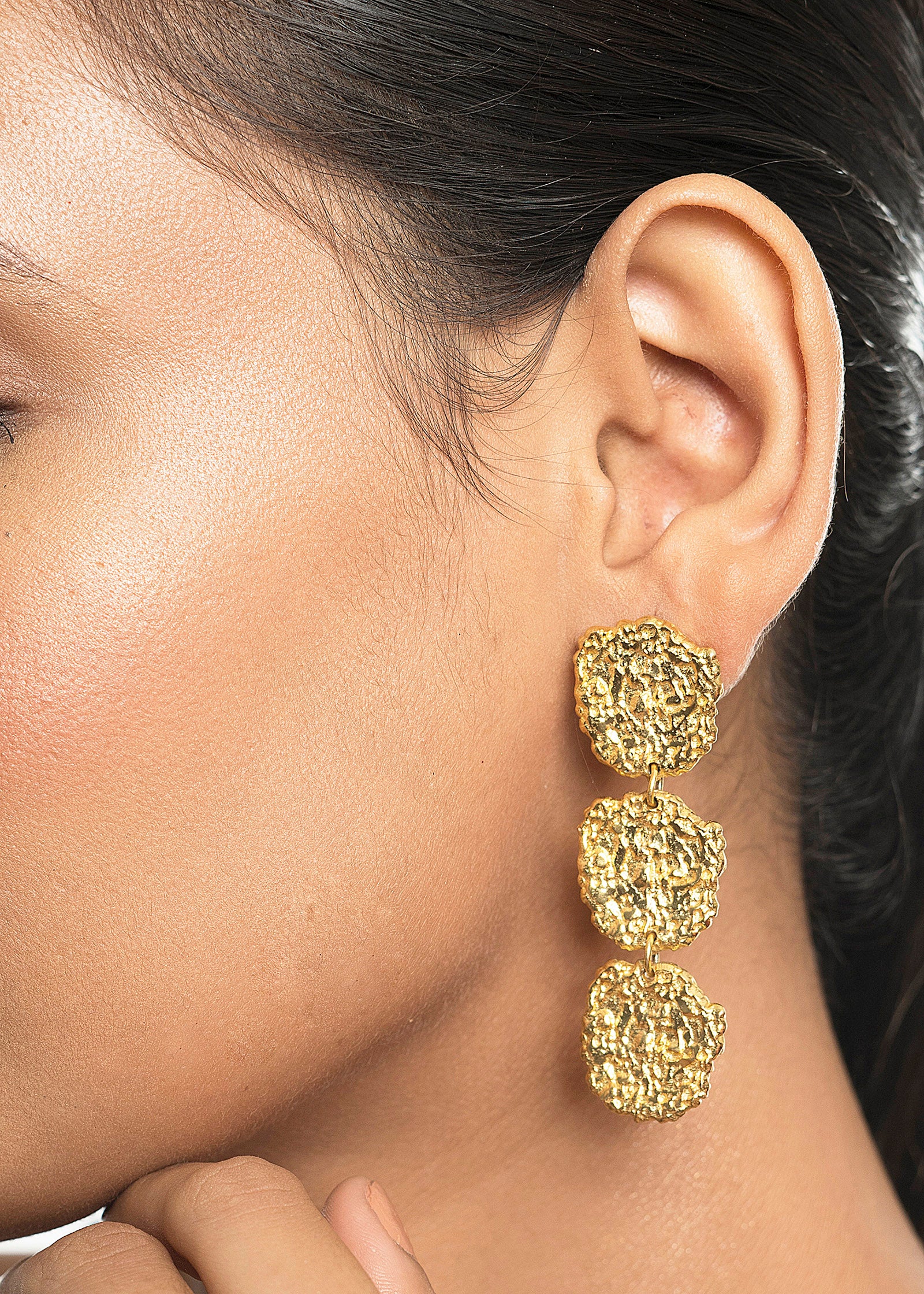 Inaya Textured Triple Drop Earrings